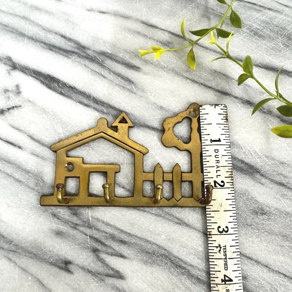 Vintage Brass House Key Rack: Cottage Wall Hooks‎